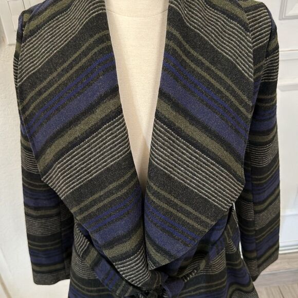Jack by‎ BB Dakota Striped Waterfall Belted Jacket Draped Open Front Boho SMALL - Picture 4 of 11